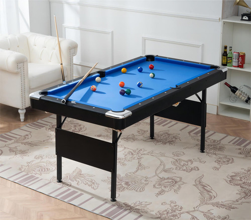 Mesa De Billar Portátil Plegable 167 Cm Para Sala De Juegos Color Del Paño