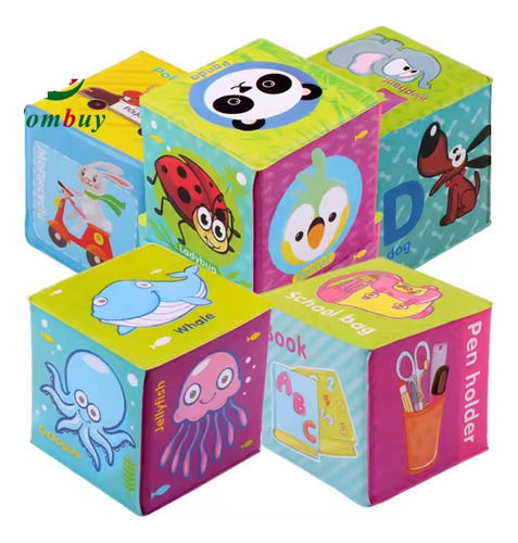 Set Cubos Apilables Blandos X6 Lavables Ingles Bebes Didacti Color Multicolor