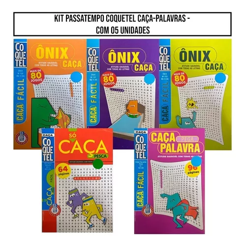 Kit Passatempo Coquetel Caça-palavras - Com 05 Unidades