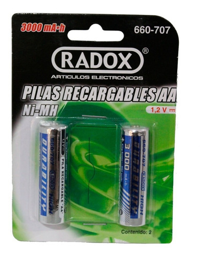 Batería Recargable 1.2v Aa Nimh 3000 Mah Radox Mv Electronic