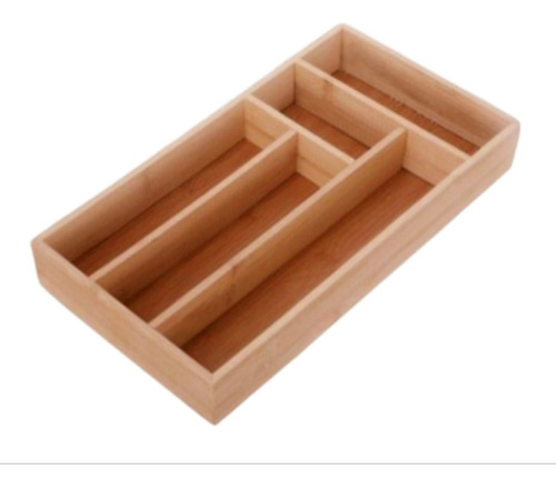 Organizador De Cajón Bandeja Para Cubiertos De Madera Bambú 