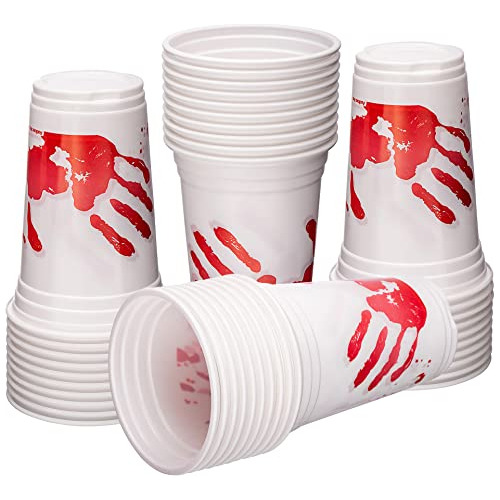 Blood Print Halloween Party Plastic Cups, Set Of 50, 10...