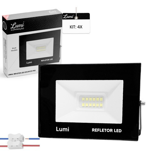 Kit 4 Refletor Super Micro Led Holofote Pro 30w Bivolt Prova D'água Branco Frio Lumi Prime