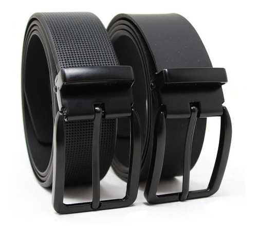 Cinturón Casual De Cuero Para Hombre -reversible Color Negro Diseño de la tela Liso y Texturizado Talla 32