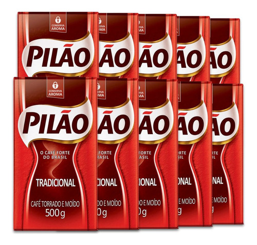 Café Pilão Torrado E Moído Tradicional 10 Pacotes De 500g