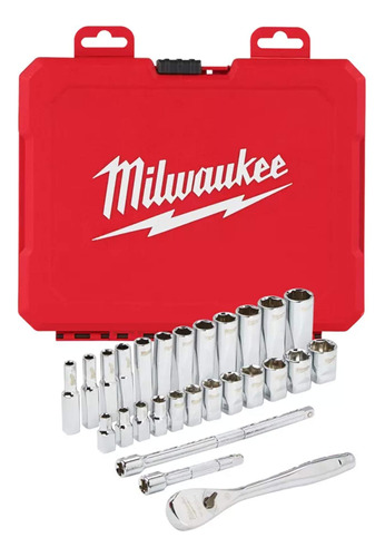 Juego De Llaves De Vaso Milwaukee 28 Piezas Mtricas