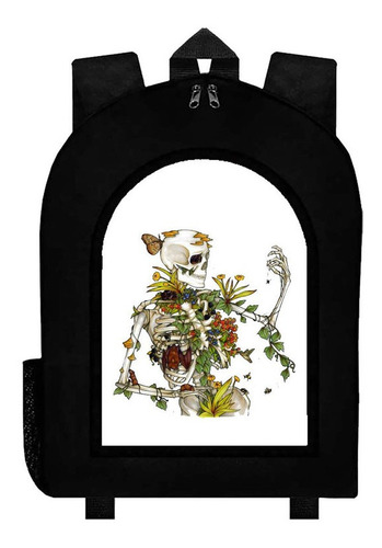 Mochila Negra Calavera Mexicana Craneo Esqueleto Art#ar341