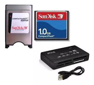 Adaptador Compact Flash Pcmcia + Cf 1gb Sandisk + Leitor Usb