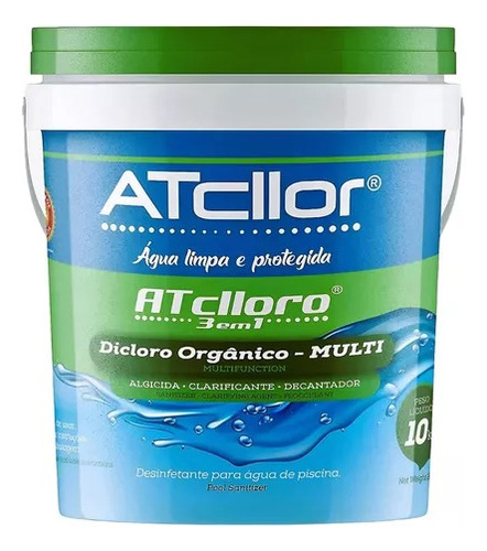 Cloro Atcllor Balde 10kg Para Piscina 3 Em 1