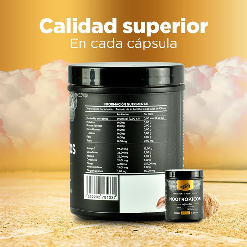 Nootrópicos Con Melena De León Omega Ganoderma Y Cordyceps