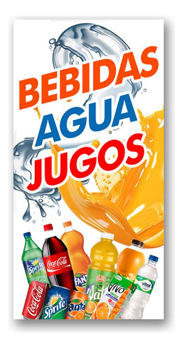 Pendón Bebidas, Agua, Jugos /  Listo Para Colgar