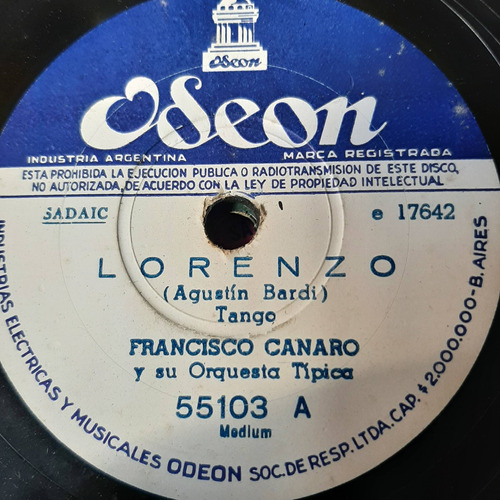 Pasta Francisco Canaro Mario Alonso Odeon C193