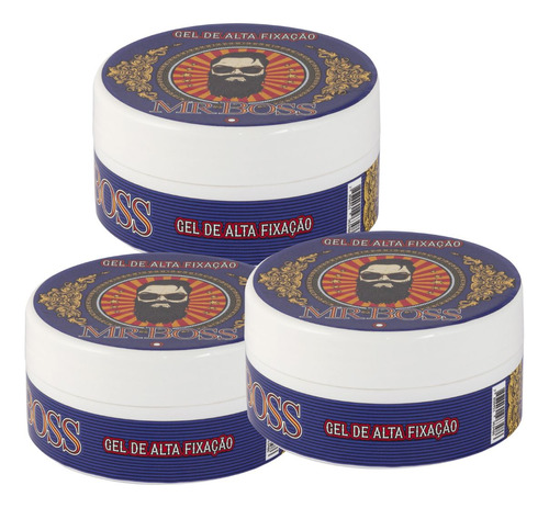 Gel De Cabelo Alta Fixação Kit 3un 150g Linha Mr Boss Safira