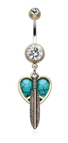 Aros - Wildklass Jewelry Vintage Peace Heart With Feather Be