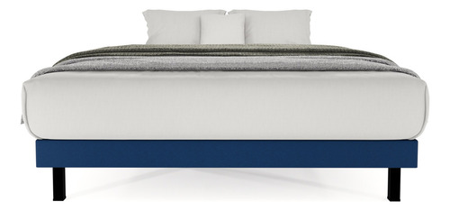 Base Cama Box Urban King Size Madera Tapiz Lino Azul