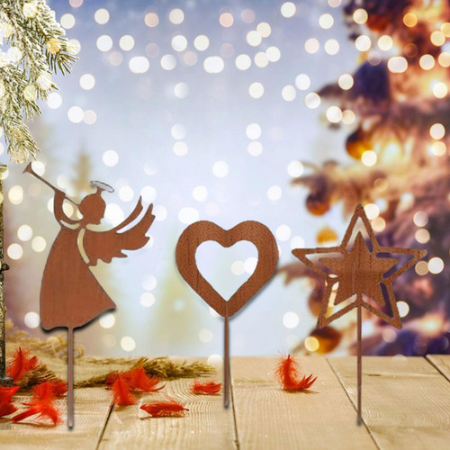 Estacas De Jardín Navideñas Juego De 3 Piezas Estilo B