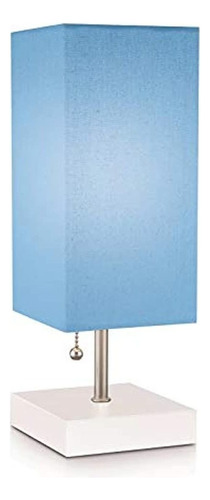 Moderna Lámpara De Mesa Pequeña Azul Con Puerto De Carga