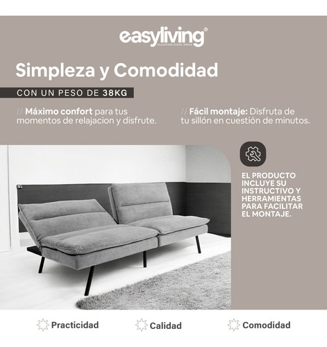 Sofa Cama Element Gris Claro Easy Living
