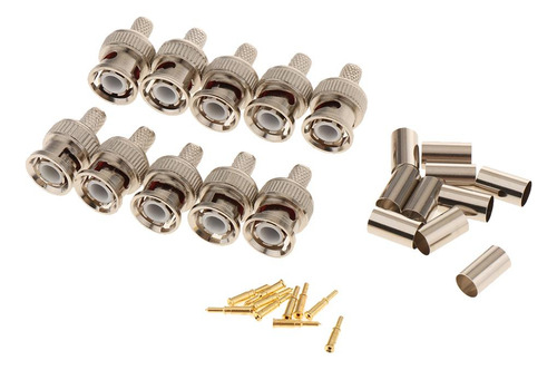 Conector De Engarzado Macho Bnc Rg59 Profesional 4 Piezas