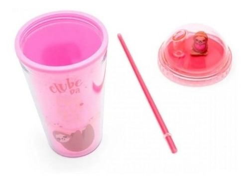 Copo Com Canudo Domo Preguiça 450ml Ludi Presentes