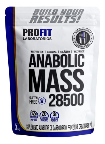 Suplemento Em Pó Profit  Anabolic Mass 28500 Whey Protein Anabolic Mass 28500 Sabor  Morango Em Saco