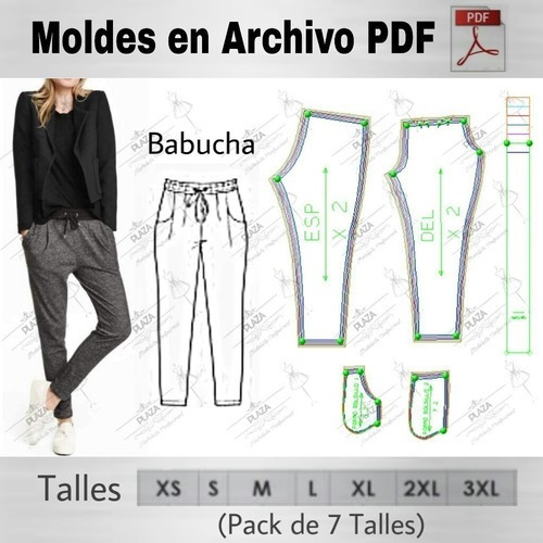 Moldes Patrones Imprimibles Pantalon Babucha Moda Xs Al 3xl