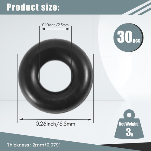 Nuevo 30 Piezas De Anillos De Goma De 2,5 Mm X 6,5 Mm X 2