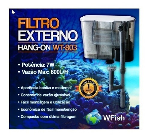 Filtro Externo Hang On Wt-803 600 L/h Para Aquários 220V