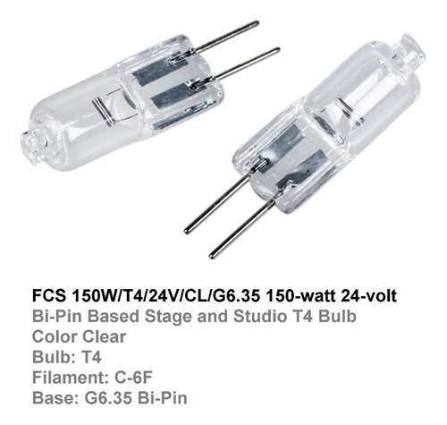 Imagen 2 de 3 de Wiko Fcs 24v 150w 6000 Lumenes Light Halogen Bombillo, 50 Hr