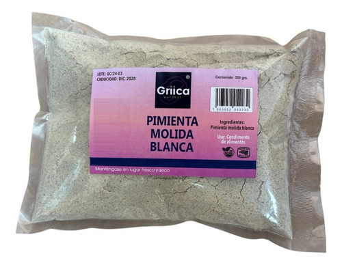 Pimienta Blanca Molida En Polvo 350 Grs.