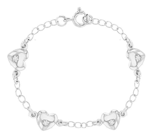 Brazalete De Plata   De Ley 925 De 5.0 In Con Corazón  Fr2bp