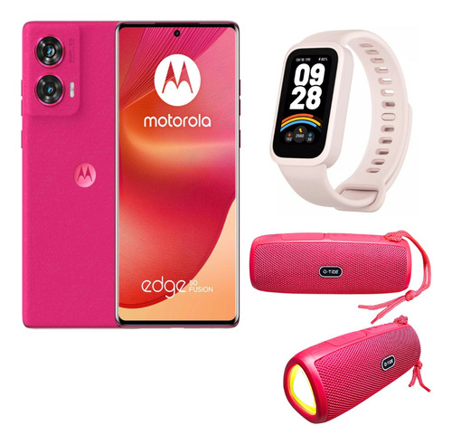 Motorola Edge 50 Fusion Rosa + Bocina Portátil G-tide Sh20 + Smartband 9 Active