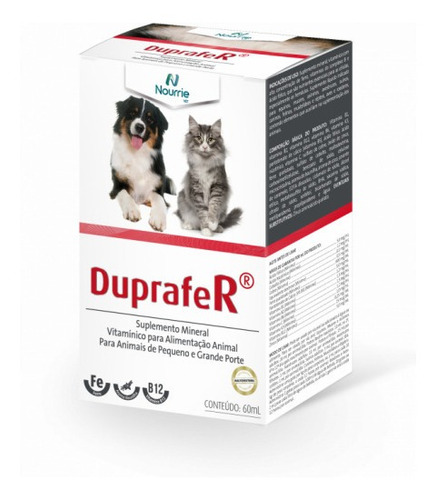 Duprafer 60ml Ferro Suplemento Vitamínio Cães E Gatos Duprat