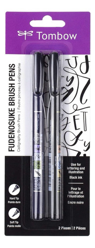 Marcador Para Lettering Tombow Fudenosuke Set De 2 (negro)