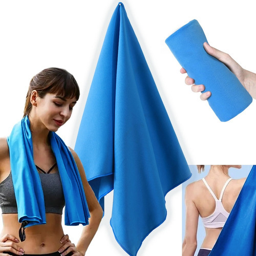 Deportivas Toalla Microfibra 40 * 80 Cm Gym   Piscina Yoga Color Azul Azul