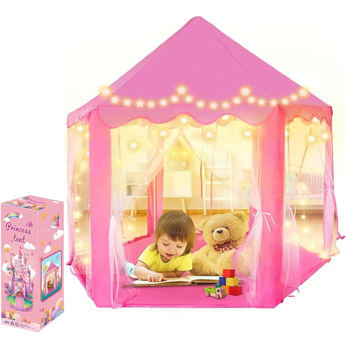 Kaucytue Princess Tent, Kids Play Tent With Star Lights Indo