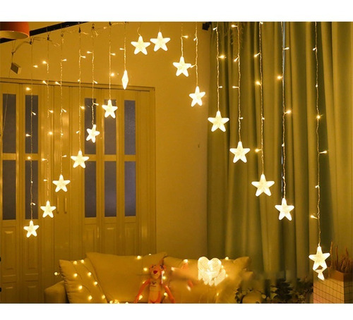 Imagen 1 de 7 de Guirnalda Estrellas Cascada Calida 16 Estrellas Navidad
