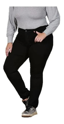 Pantalón Jean Chupín Negro Dama Mujer Talles Especial