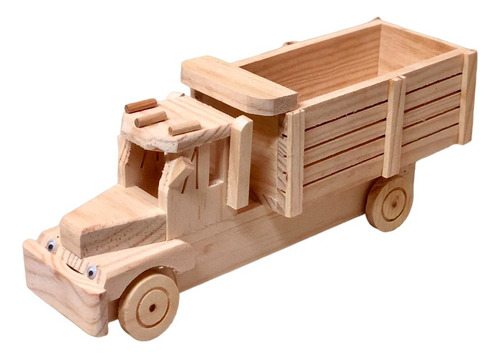 Carro De Madera Volteo Natural Para Niños