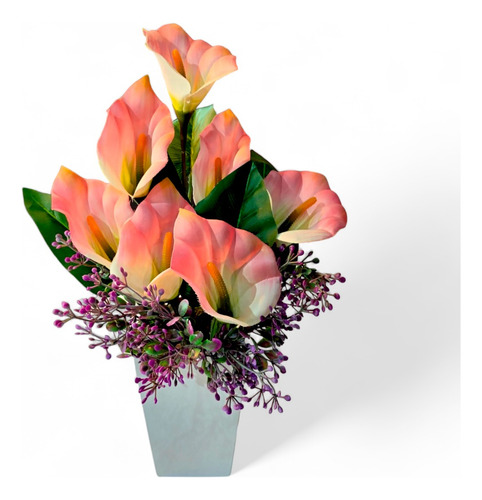 Arreglos De Alcatraces Con Maceta Flores Artificiales Color Rosa