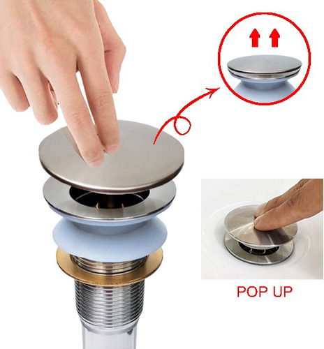 Contra Para Lavabo Push Up Acero Inoxidable Satinado Sin Reb