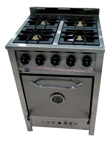 Cocina industrial Gastroequip 003/26/N a gas 4 hornallas plateada puerta ciega