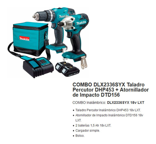 Imagen 2 de 5 de Taladros Makita Dlx2336syx Rotomart+ Atornillador De Impacto