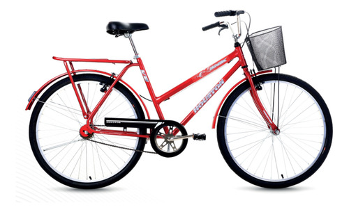 Bicicleta Bike Aro 26 Houston Onix Com Cesta Modelo Fv Vb Cor Vermelha