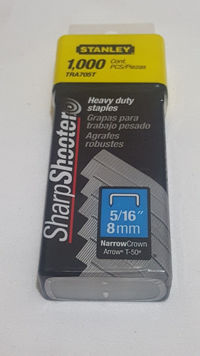 Grapas Stanley 5/16 8 M.m. T 50 Trabajo Pesado Heavy Duty