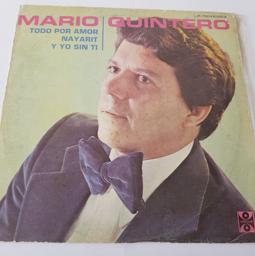 Disco Lp Mario Quintero Todo Por Amor 