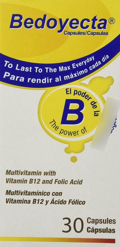 Bedoyecta Multivitamínico Contiene Hierro, Ácido Fólico, Vitamina C, B1, B2, B9 Y B12, 30 Cápsulas