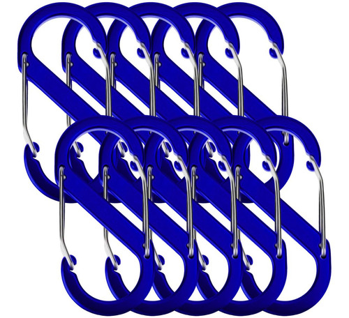 Mosquetón Duradero, Mxtku-006, 10pzas, 10kg, Forma S, Bloque Color Azul