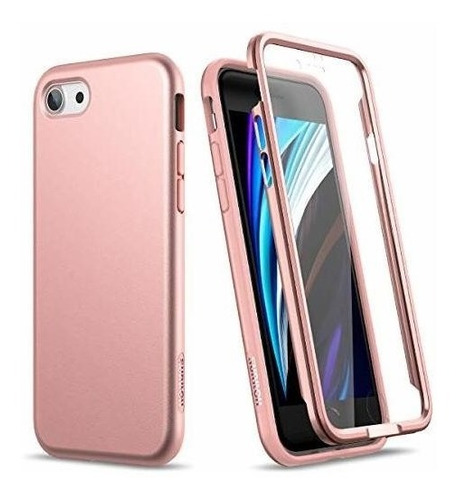 Funda Compatible Con iPhone SE Bumper Tpu Doble Capa Rosa