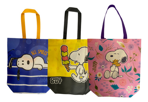 12 Bolsas Ecológicas De Snoopy | 3 Modelos Diferentes Blanco Snoopy